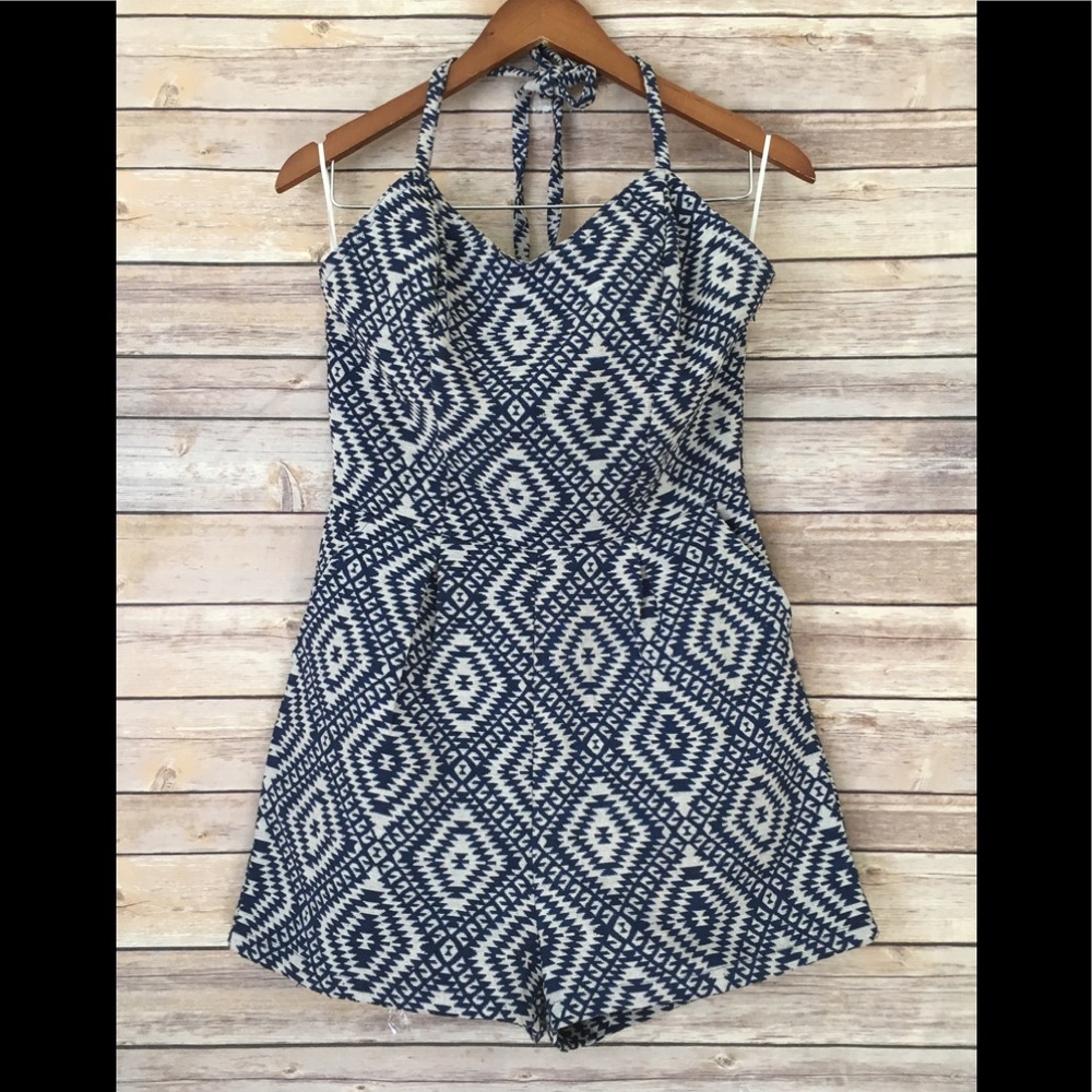 Jack navy Boho shorts romper